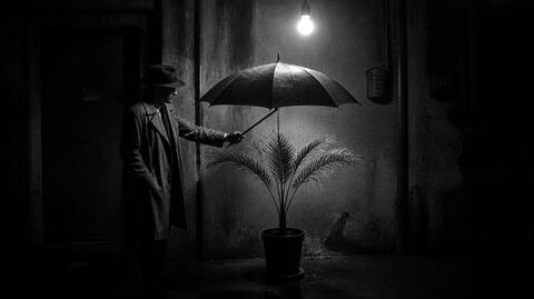 Retrato en blanco y negro estilo noir clásico